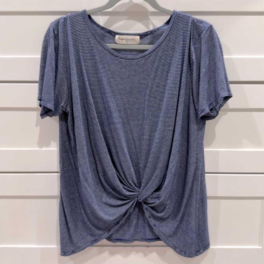 Navy and white striped top